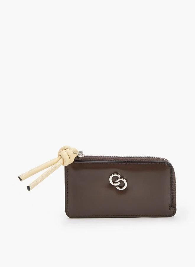 Logo Accent Wallet With Zip Closure