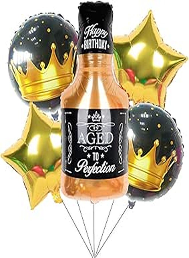 5PCS Whiskey Bottle Mylar Foil Balloons Set for Engagement Bachelorette Bridal Shower Party Supplies Bar Valentines Wedding Decoration