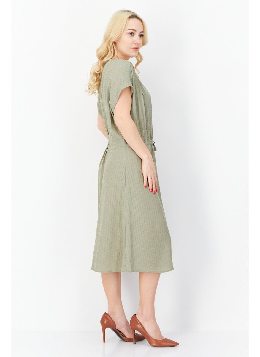Zero Women Textured Midi Dress, Sage Green  - Image 4
