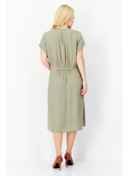 Zero Women Textured Midi Dress, Sage Green  - Image 3