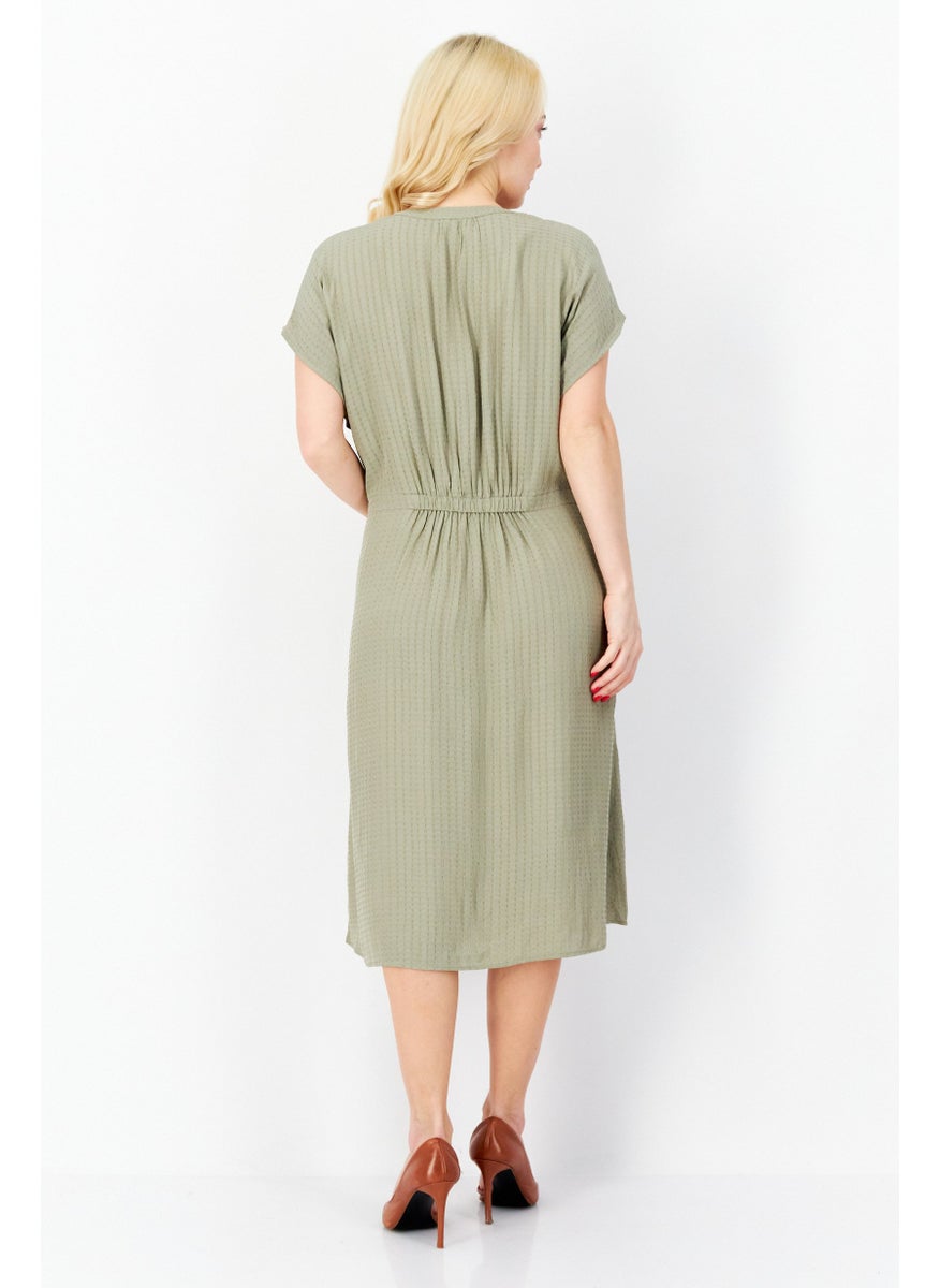 Zero Women Textured Midi Dress, Sage Green  - Image 3