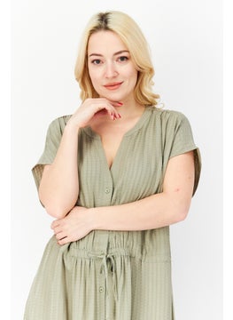 Zero Women Textured Midi Dress, Sage Green  - Image 2