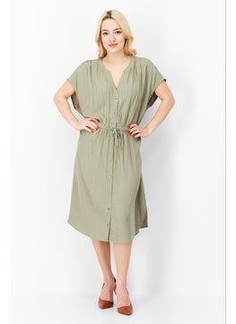 Zero Women Textured Midi Dress, Sage Green  - Image 1