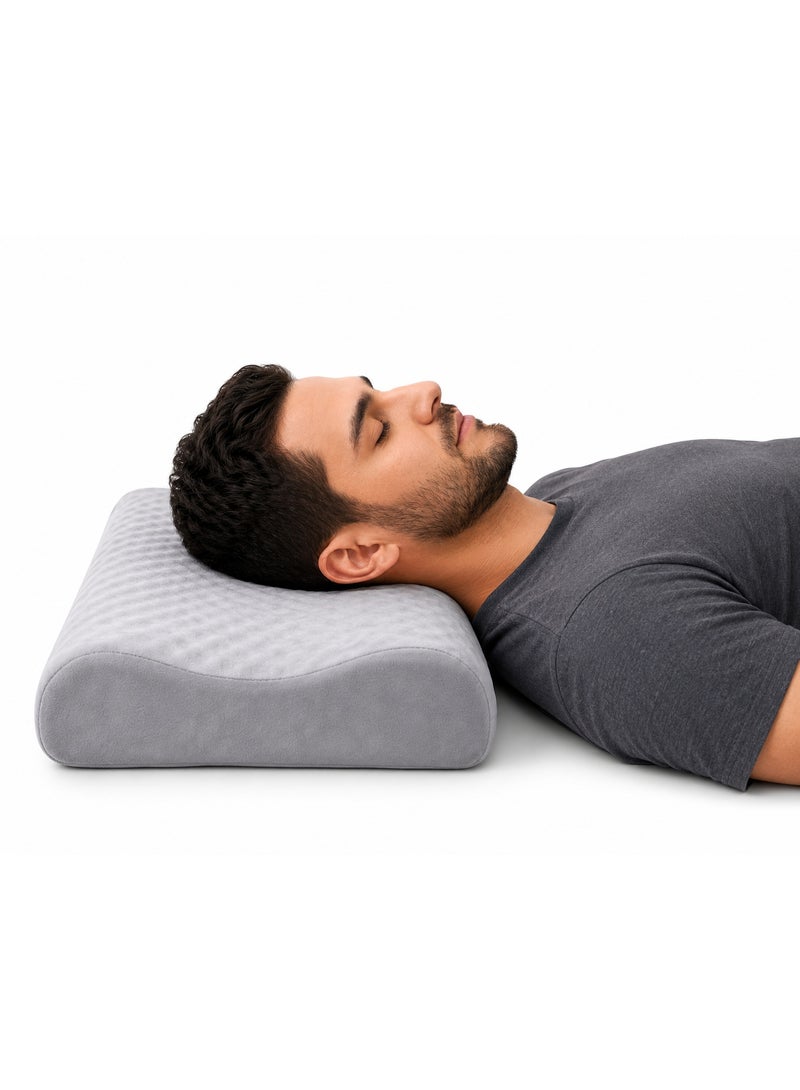 Ergonomic Contour Memory Foam Massage Pillow with Soft Velvet Removable Cover for All Sleeping Positions - Image 1
