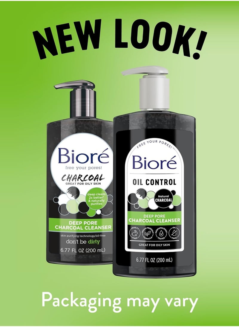 Biore Bioré Deep Pore Charcoal Face Wash, Facial Cleanser for Dirt and Makeup Removal From Oily Skin, 6.77 Ounce & Rose Quartz + Charcoal Daily Purifying Cleanser, Oil Free Facial Cleanser Energizes Skin  - Image 2