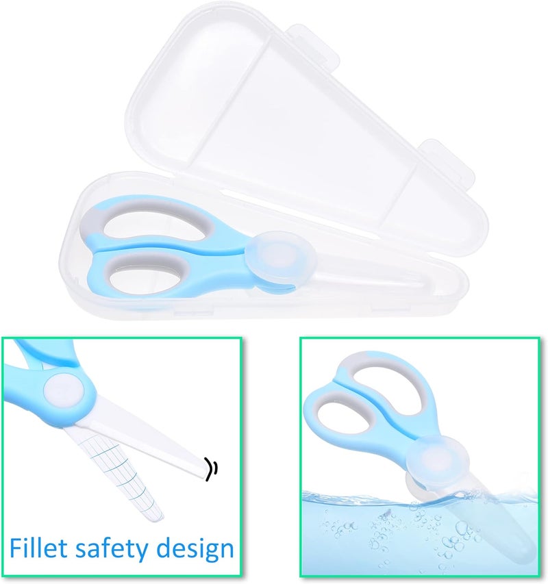 Kare Kind 2x Ceramic Baby Food Scissors - Blue/Pink - With Dust Cover and Storage Case - Cut Baby Food Easily - Ideal for Noodles, Meat, Chicken, Veggies and Fruits (Blue & Pink - 2 pack) - Image 4