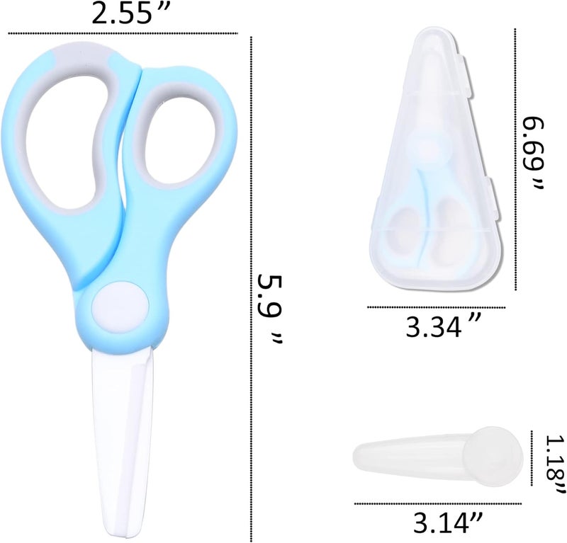 Kare Kind 2x Ceramic Baby Food Scissors - Blue/Pink - With Dust Cover and Storage Case - Cut Baby Food Easily - Ideal for Noodles, Meat, Chicken, Veggies and Fruits (Blue & Pink - 2 pack) - Image 5