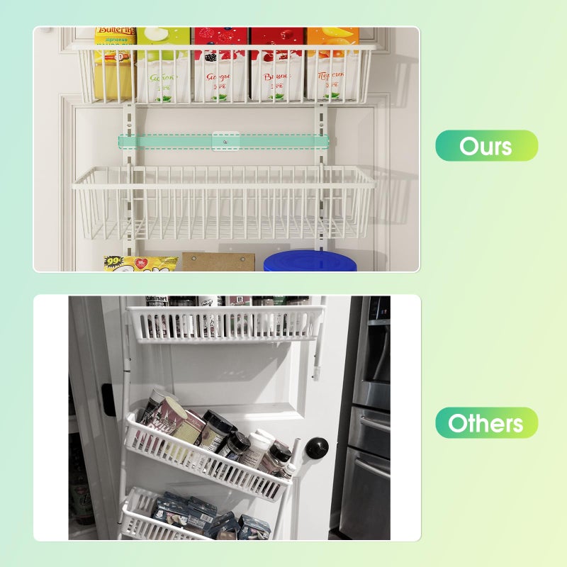 Mefirt White 9-Tier Over The Door Pantry Organizer, Pantry Organization and Storage, Deep Baskets Hanging Heavy-Duty Metal, Wall Spice Rack Seasoning Shelves for Home & Kitchen, Laundry Room Bathroom - Image 4