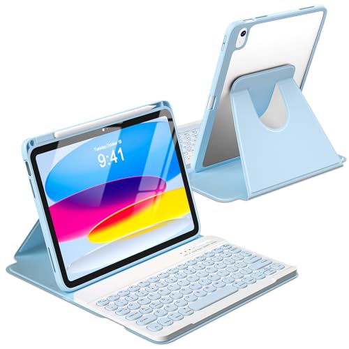 besky Keyboard case for iPad A16 11th 10th Generation 11/10.9 inch, Detachable Keypad，360 Rotatable Magnetic Cover with Pencil Holder for iPad 11 2025 10 Gen 2022 - Light Blue - Image 1