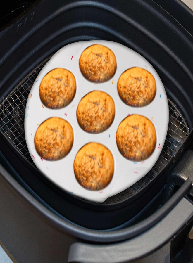 SHEbaking Silicone Egg Bite Molds Air Fryer Muffin Pan for Baking Non-Stick Silicone Egg Molds 7 Cups Air Fryer Cupcake Mold for Mini Muffins, Tart, Mini Cupcake BPA Free - Image 2