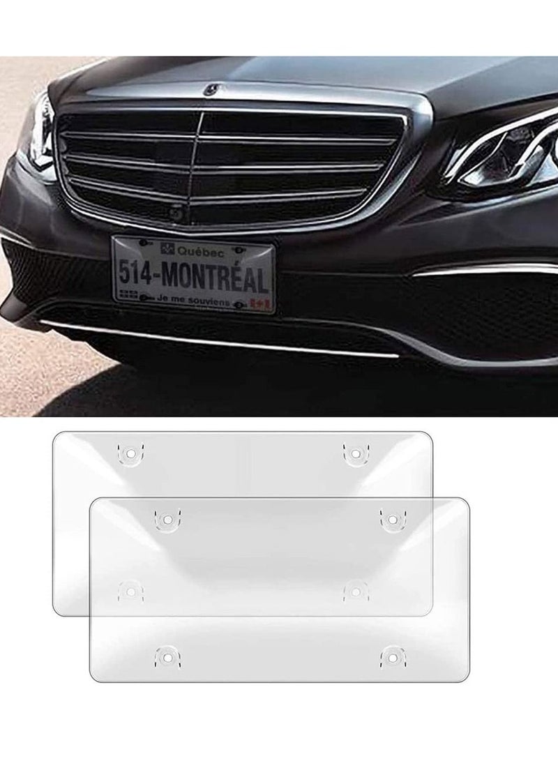Y&D 2 PCS License Plates Shields Cover Tinted Clear Smoked Design Unbreakable Fits All Standard 31x16 CM Novelty Protect Your Front Back Includ Screws  - Image 1