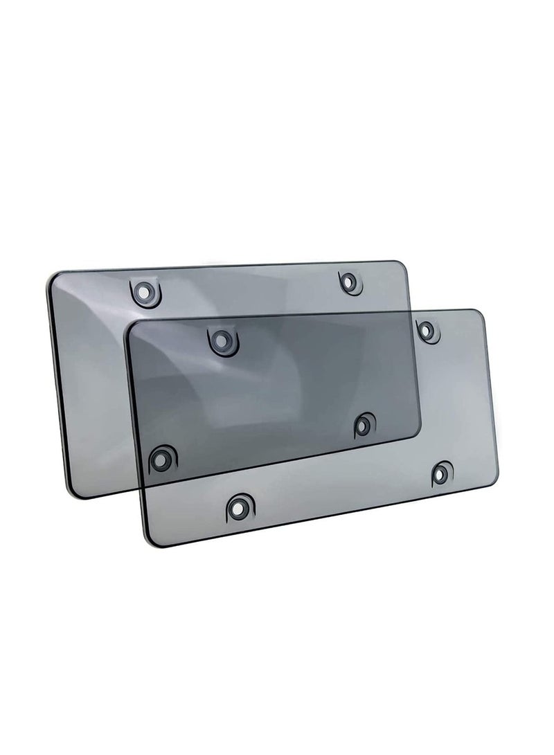 Y&D 2 PCS License Plates Shields Cover Tinted Clear Smoked Design Unbreakable Fits All Standard 31x16 CM Novelty Protect Your Front Back Includ Screws  - Image 2