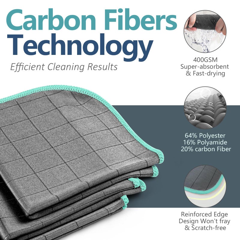 Airlab Microfiber Cleaning Cloth for Glass Cleaner Window Polishing Car Auto Detailing Lint Free Drying Dishes Kitchen Bathroom Magic Cleaning Cloths, Pack of 3, 12" x 12", Grey-Green - Image 3