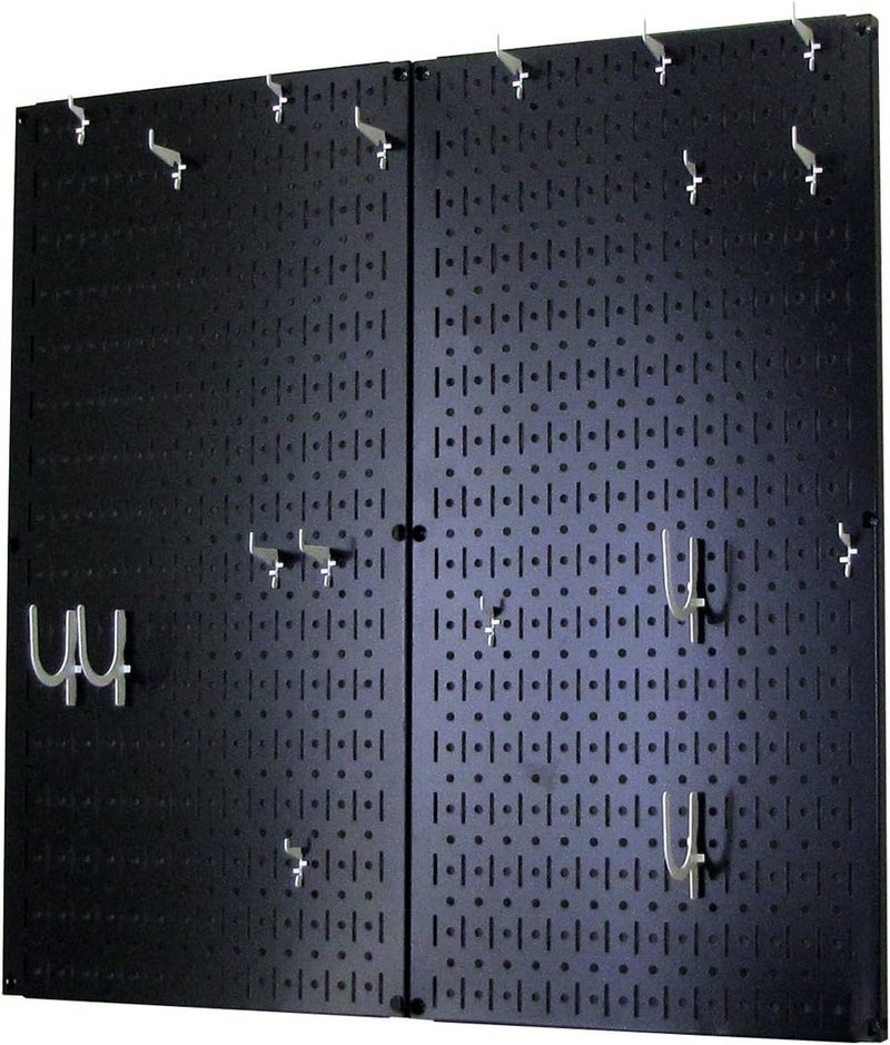 Wall Control Kitchen Pegboard Organizer Pots and Pans Storage Rack Organization Kit with Black Pegboard and White Accessories - Image 2