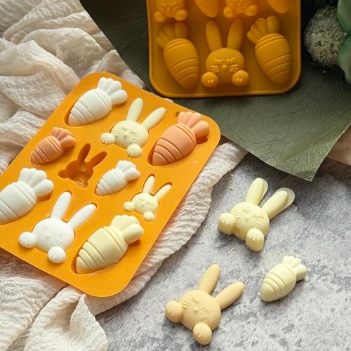 ZINDIACINE 2-Pack Easter Bunny Carrot Silicone Mold, 3D Easter Chocolate Molds Carrot Candy Ice Mold Food Grade Non-Stick Silicone Molds for Candy, Jelly, Fondant, Resin, Candle Making - Image 5