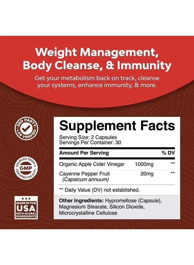 Natures Craft - Potent Apple Cider Vinegar Capsules – ACV Pills Nutritional Supplements for Digestive Health with Natural Cleansing and Size Reducing Formula for Women and Men Designed to Help You Reach Your Goal - Image 1