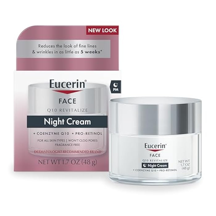 Eucerin Q10 Anti-Wrinkle Night Cream + Pro-Retinol, Facial Cream for Sensitive Skin, 1.7 Oz Jar - Image 1