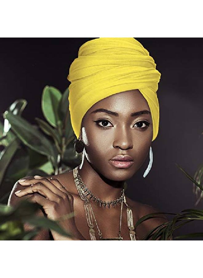 Syhood - 9 Pieces Stretch Head Wraps In 9 Colors Scarf Women African Turban Long Hair Scarf Soft Hair Band Tie Head Scarves For Women - Image 1