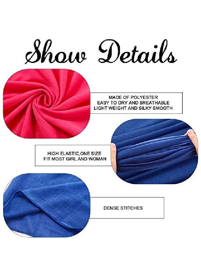 Syhood - 9 Pieces Stretch Head Wraps In 9 Colors Scarf Women African Turban Long Hair Scarf Soft Hair Band Tie Head Scarves For Women - Image 1