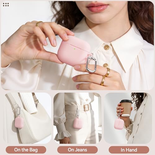 Wowwat for AirPods 4 Case Cover, Soft Pink Silicone Protective Shell Compatible with Apple AirPods 4th Generation Case for Women Girly, iPod 4 Case with Flower Chain,Keychain and Cleaner Kit - Pink - Image 5