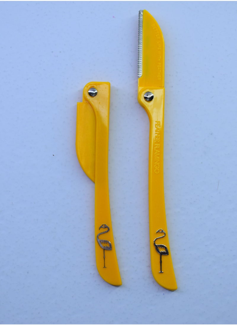 Feather-Flamingo - 2 Pieces Flamingo Ladies Razor For Facial And Body Hair Yellow - Image 1