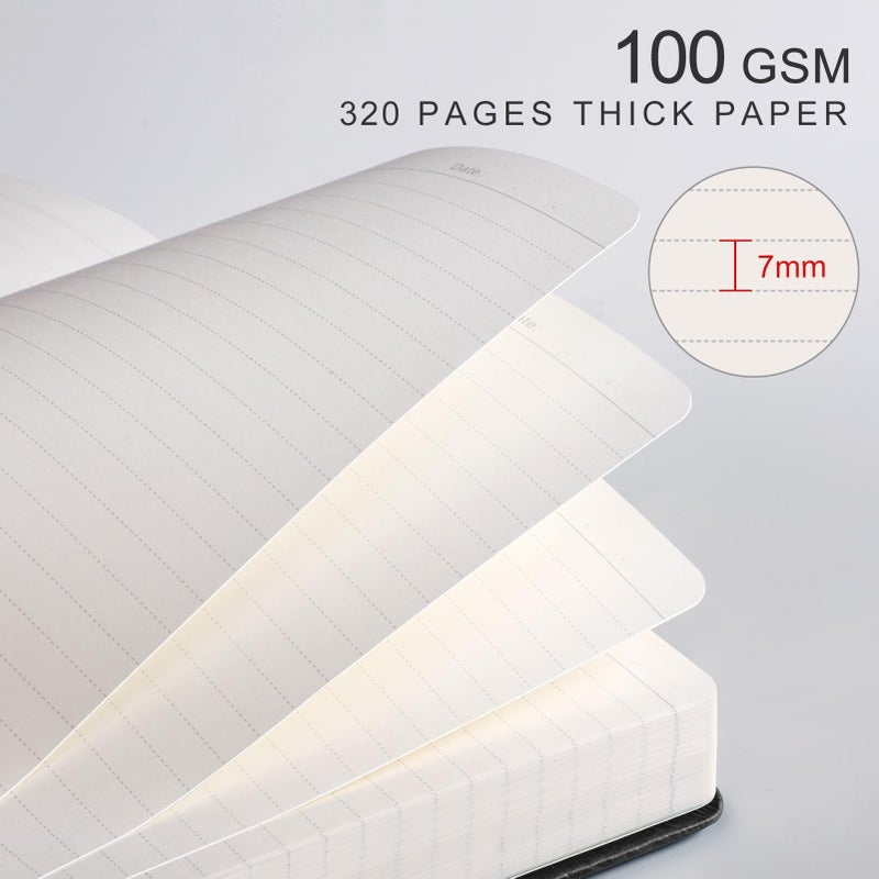 Emshoi A5 Hardcover Leather Journal - 320 Pages  100Gsm Thick Notebook Lined Journal For Writing Women & Men  College Ruled  Sun Design- Black (5.75"" X 8.38"") - Image 2