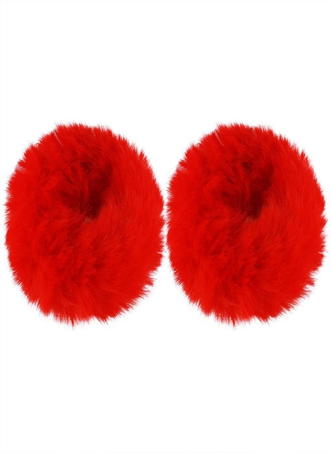 Mljsh 2 PCS Red Faux Rabbit Fur Hair Ties, Soft Fuzzy Scrunchies with Elastic Band, Fluffy Hair Bands for Girls Women, Hair Accessories - Image 1