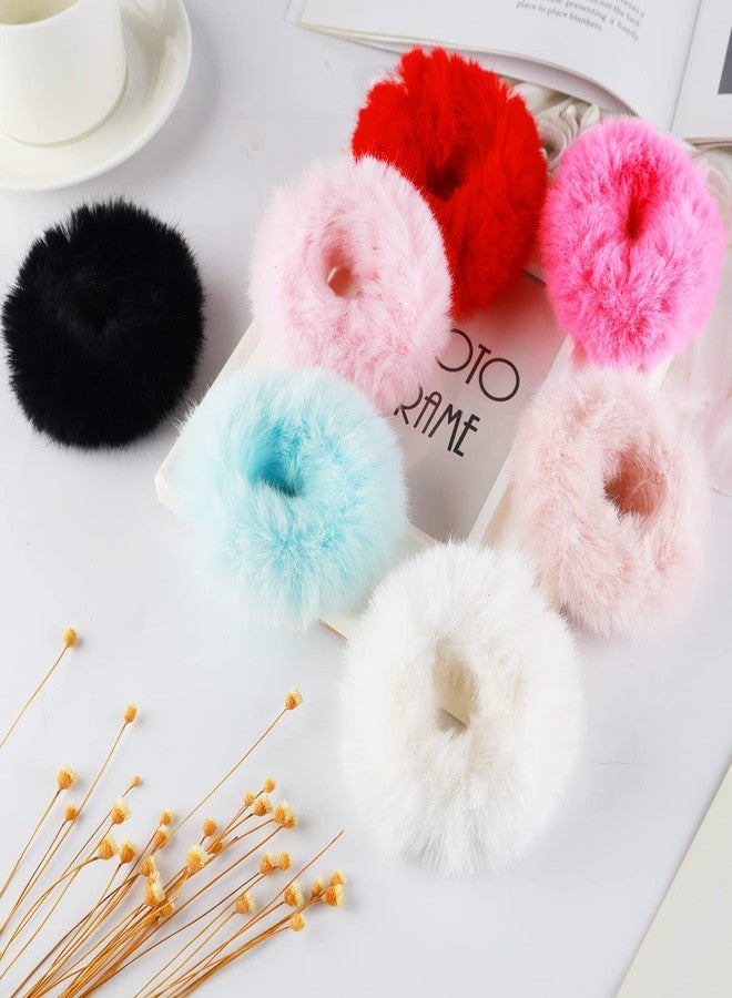 Mljsh 2 PCS Red Faux Rabbit Fur Hair Ties, Soft Fuzzy Scrunchies with Elastic Band, Fluffy Hair Bands for Girls Women, Hair Accessories - Image 5
