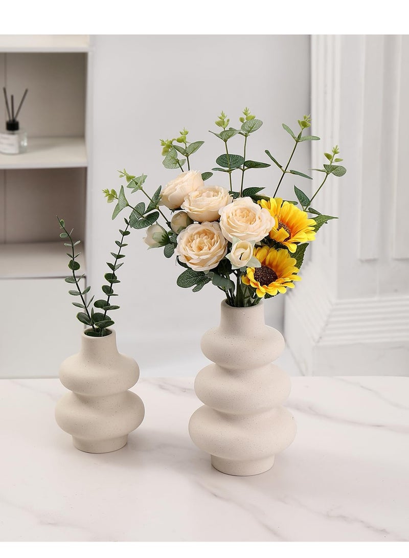 مزهرية سيراميك متعددة الطبقات بتصميم عصري بسيط بخطوط متموجة، مزهرية زهور لتزيين غرفة المعيشة في المنزل - Image 3