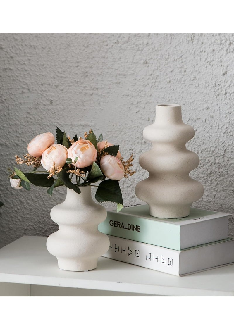 مزهرية سيراميك متعددة الطبقات بتصميم عصري بسيط بخطوط متموجة، مزهرية زهور لتزيين غرفة المعيشة في المنزل - Image 4