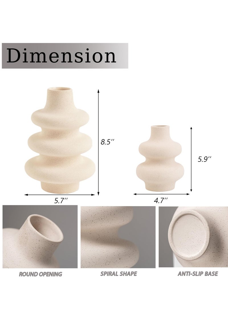 مزهرية سيراميك متعددة الطبقات بتصميم عصري بسيط بخطوط متموجة، مزهرية زهور لتزيين غرفة المعيشة في المنزل - Image 5