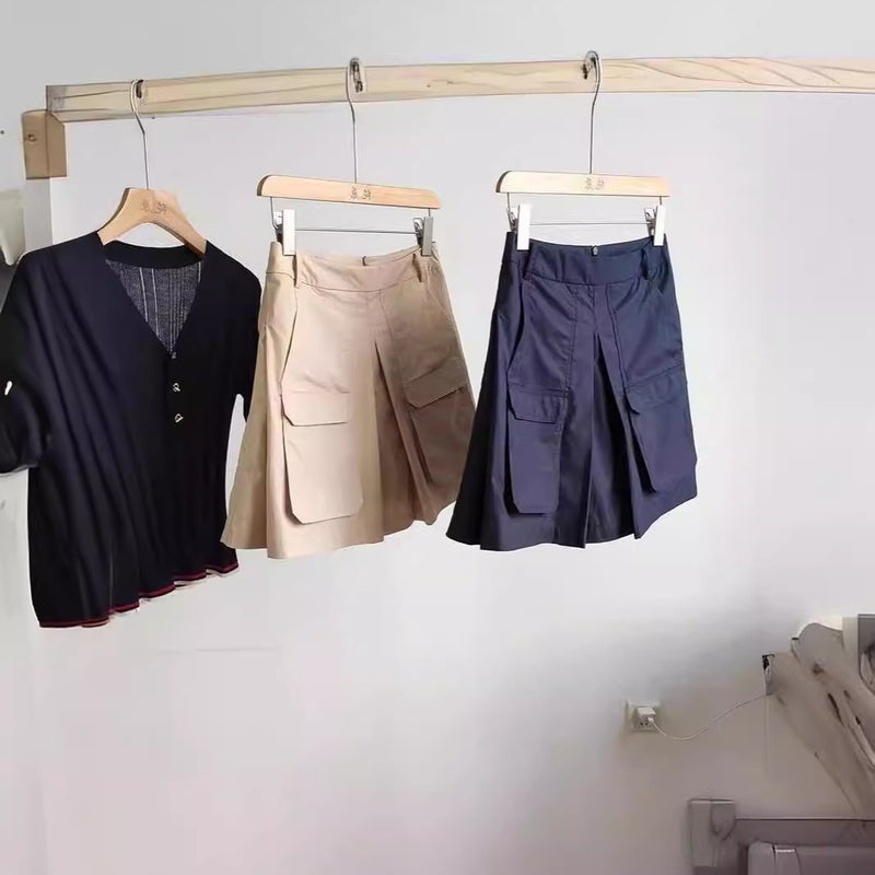Women's High-Waist A-Line Wide-Leg Cargo Skort with Pockets - 2026 Summer - Image 3