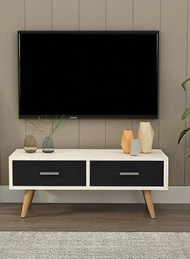 TV Stand, Modern Entertainment Center for TVs up to 55 Inch, TV Console Unit with Drawers and Open Storage, TV Media Console Table for Living Room, Entertainment Room (Black,CJ100) - Image 2