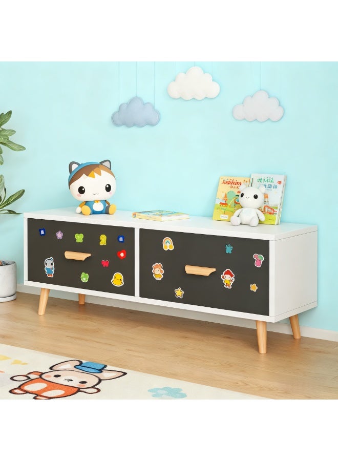 TV Stand, Modern Entertainment Center for TVs up to 55 Inch, TV Console Unit with Drawers and Open Storage, TV Media Console Table for Living Room, Entertainment Room (Black,CJ100) - Image 5