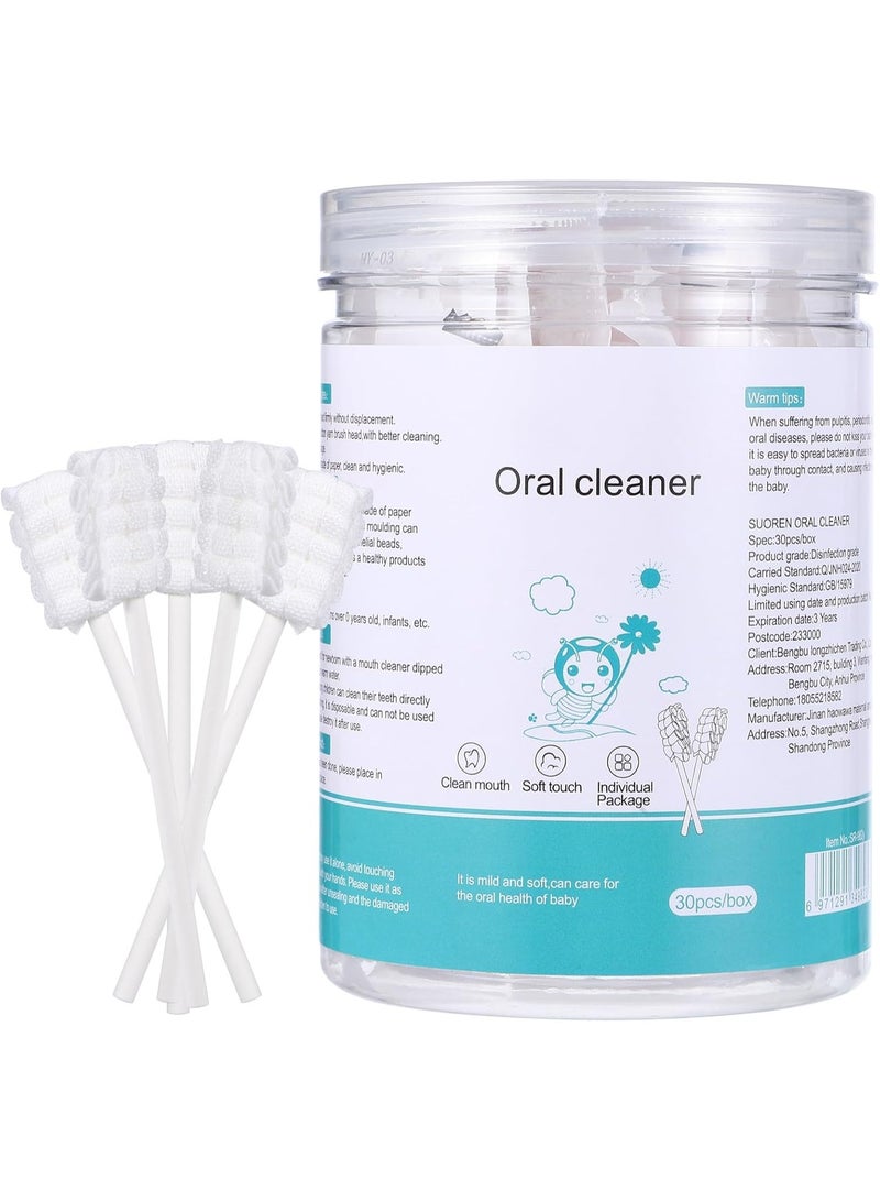 SUOREN Baby Tongue Cleaner Swabs (Box of 30) | Disposable, Sterile, Individually Wrapped | 360° Oral Care - Image 1