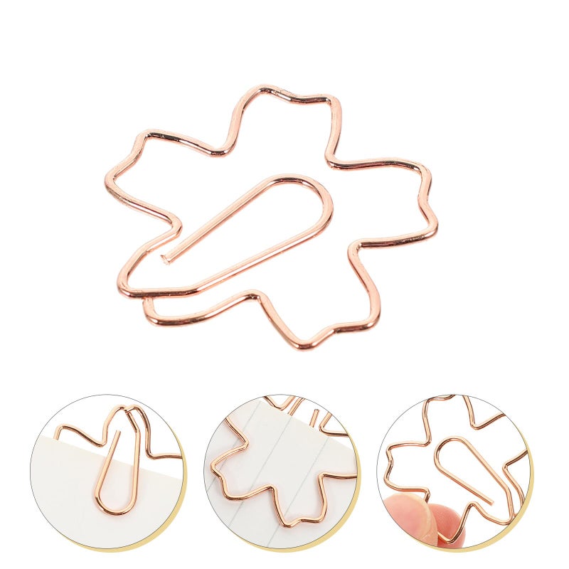 Rose Gold Metal Paper Clips 36pcs Cherry Blossom Design Bookmarks Office School Photo Note File Organization - Image 5