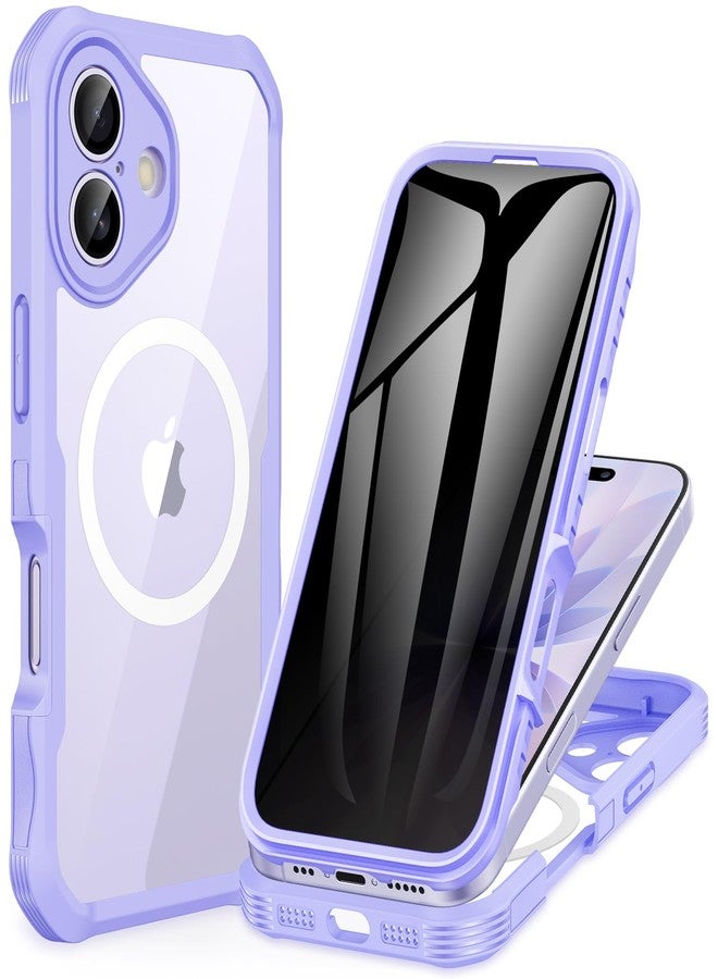 CENHUFO Compatible with iPhone 17 Privacy Case Fits Magsafe, Built-in Privacy Screen Protector and Camera Protective, 360 Full Body Shockproof Bumper Anti-spy Phone Case for iPhone 17 6.3 Inch -Purple - Image 1
