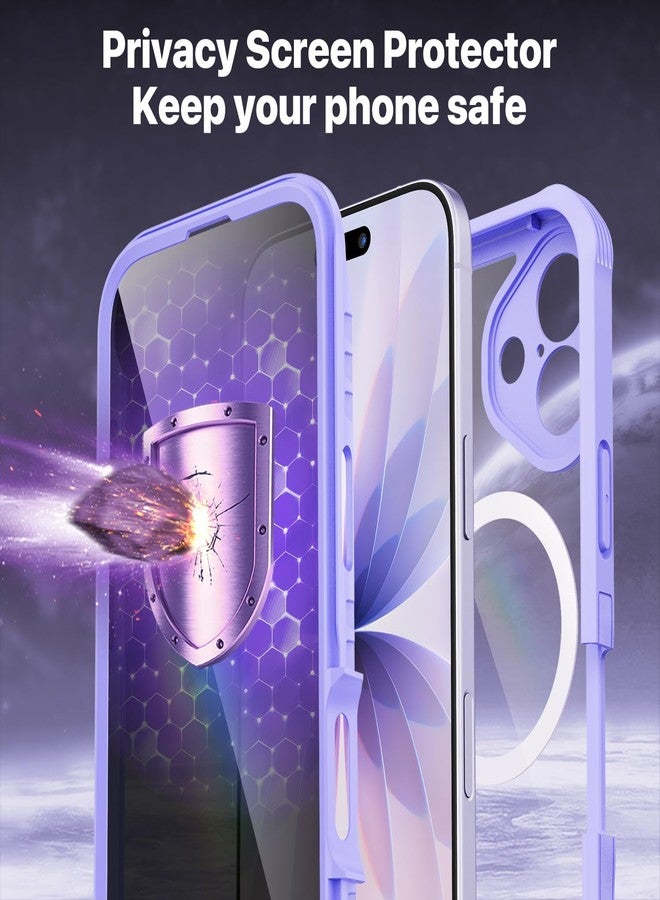 CENHUFO Compatible with iPhone 17 Privacy Case Fits Magsafe, Built-in Privacy Screen Protector and Camera Protective, 360 Full Body Shockproof Bumper Anti-spy Phone Case for iPhone 17 6.3 Inch -Purple - Image 5