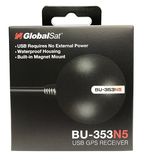 GlobalSat جهاز استقبال GNSS USB GlobalSat BU-353N5، أسود، صنع في تايوان - Image 2