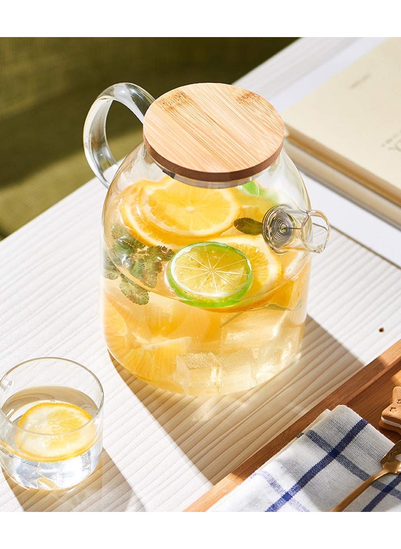 Korona Korona Beverage Glass Pitcher with Bamboo Wood Lid and Handle 18 L  - Image 5