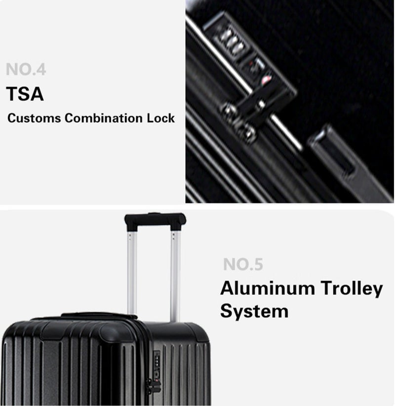 LIGHTGO 7610 22“+29” 2pcs set luggage ，black color suitcase ，PC Suitcase， Trunk case， check in luggage with TSA travel case - Image 5