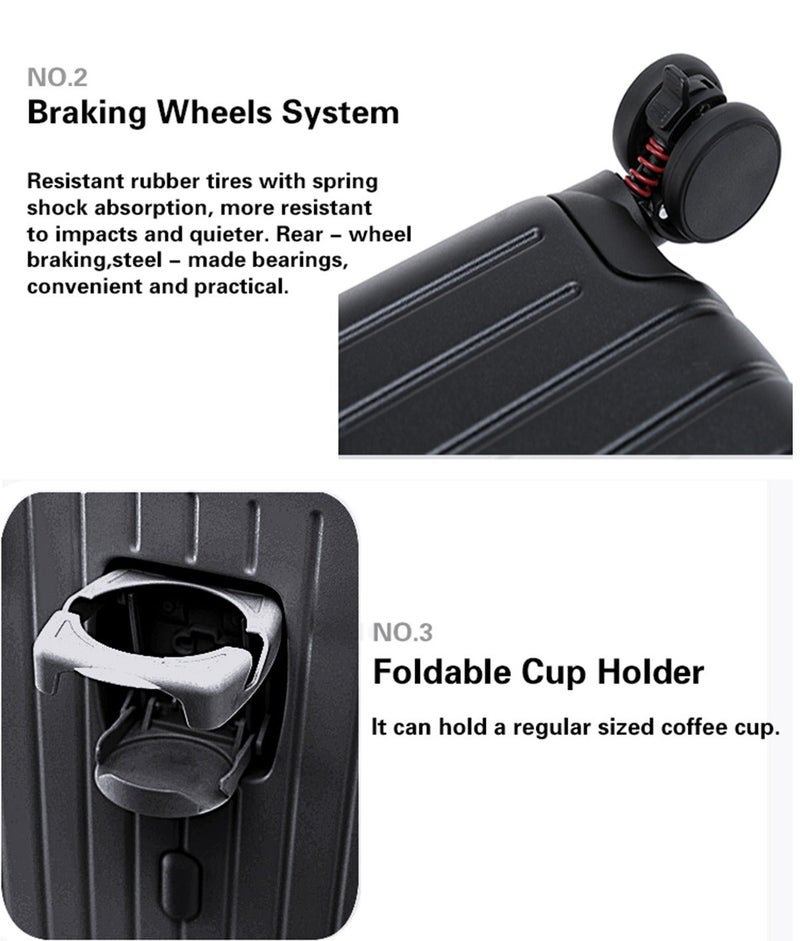 LIGHTGO 7610 22“+29” 2pcs set luggage ，black color suitcase ，PC Suitcase， Trunk case， check in luggage with TSA travel case - Image 4