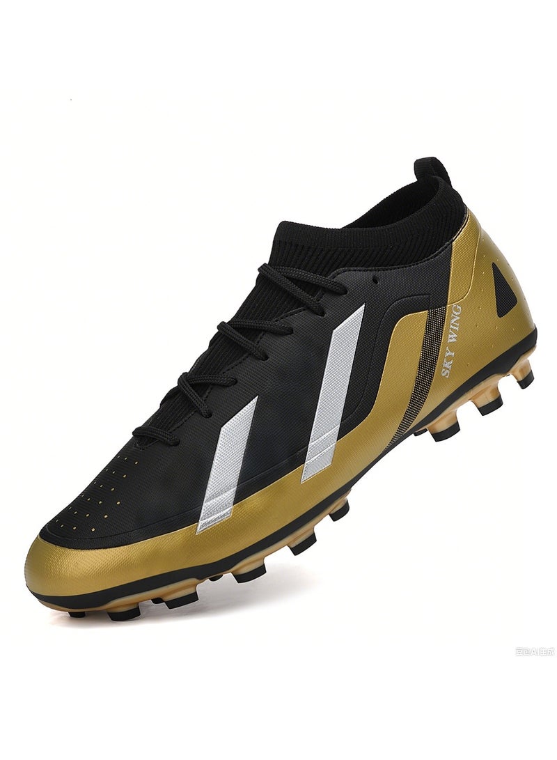 جناح السماء حذاء كرة قدم للجنسين، خفيف الوزن، نظام رباط، نعل FG، وجه متعدد الألوان، حذاء كرة قدم للرجال والنساء مع دعم للكاحل، مناسب للمبتدئين واللاعبين المتقدمين - Image 1
