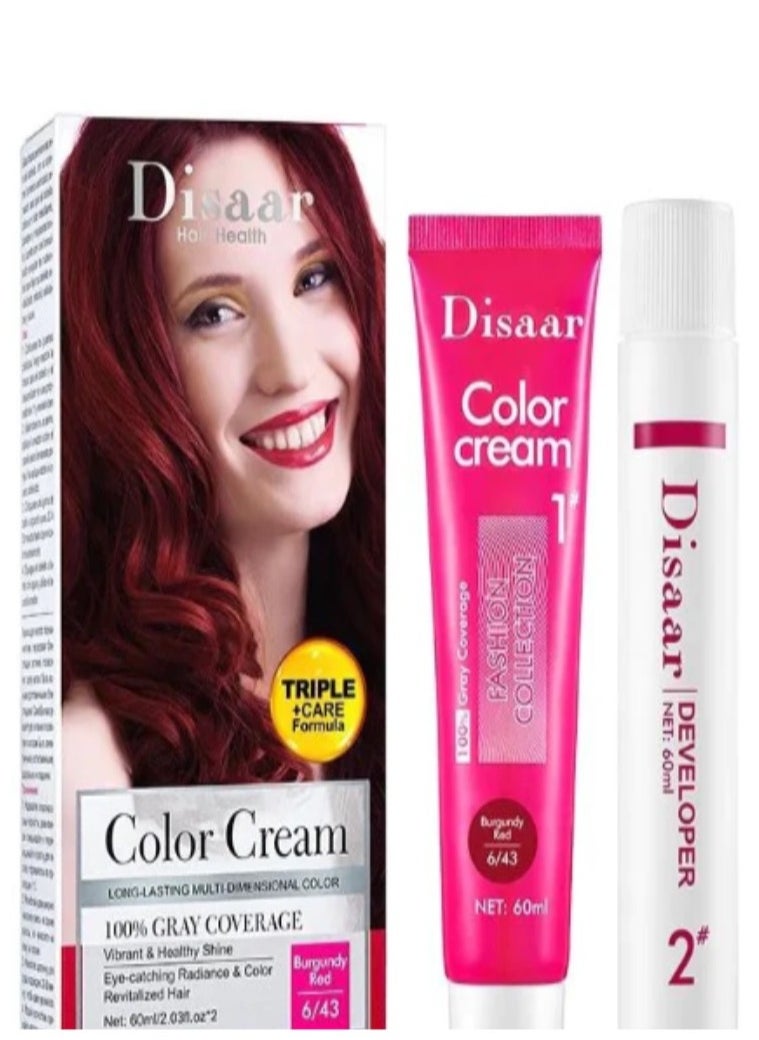 Disaar - Disaar Color Cream Burgundy Red 6/43  60 ml - Image 1
