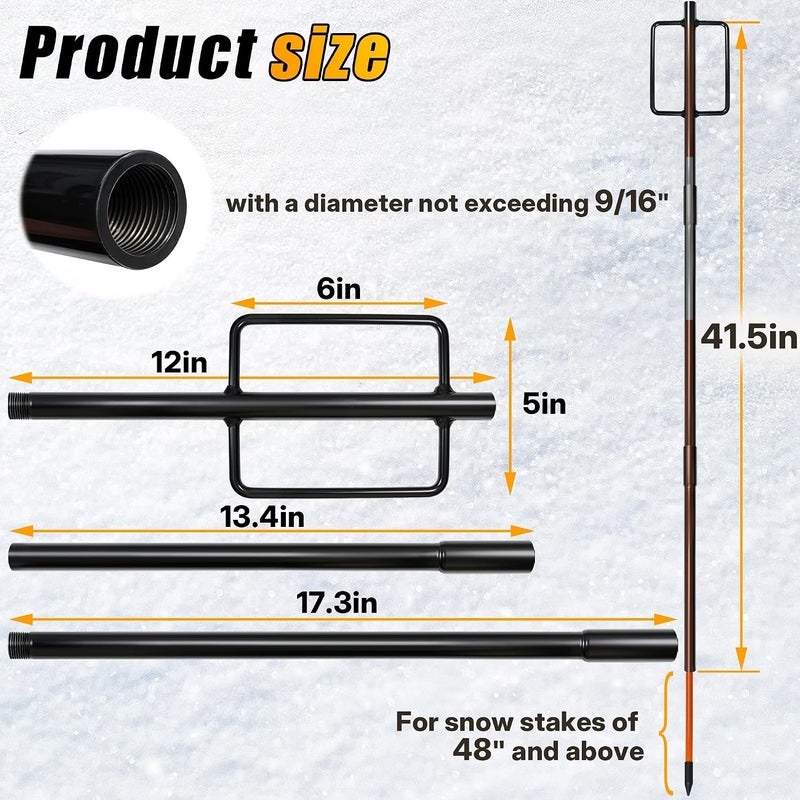 FULEIYA Snow Stake Install Tool Heavy Duty Snow Stakes Driveway Markers Installation Tool for Plow Stakes for 9/16" Diameter Sticks, Rust-Proof Coating, Detachable Design - Image 2