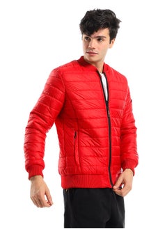 Elastic Cuffs & Hem Dark Hot Red Men Bomber Jacket - pzsku/ZEAD6C01AD0E45430719DZ/45/_/1669802237/dccc1138-efb6-4ec3-8582-ae90f4009983