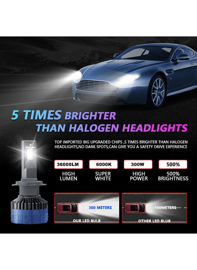 Generic P10 H7 LED Headlight Bulbs IP68 Waterproof Car LED Headlight Bulbs 6000K 300W 36000LM Bright LED Headlights 2pcs  - Image 3