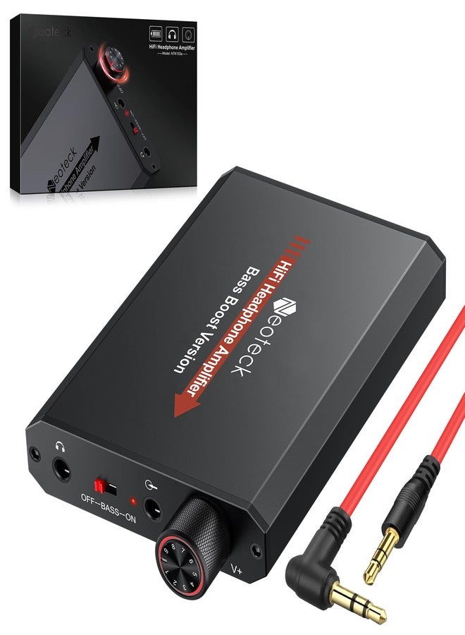 Neoteck مضخم صوت سماعات نيوتك 3.5 مم مع تعزيز الجهير مضخم صوت محمول HiFi، 16-300 أوم، سطح ألومنيوم غير لامع لماك، هواتف، آيباد، MP3، MP4، أجهزة كمبيوتر، وحدة تحكم PS4 PS5 - أسود - Image 1