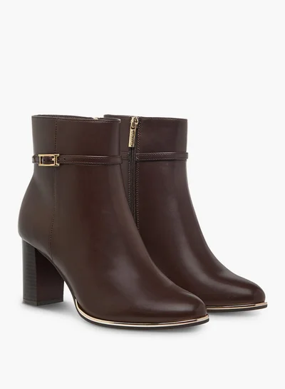 Celeste Women's Solid Ankle Boots with Zip Closure and Block Heels