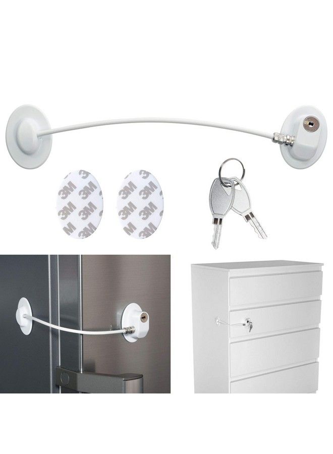 GUSTAVE Safety Door Locks With 2 Keys For Cupboard Cabinets Fridge & Freezers Child Security Locks Childproof Your House With Adhesive Residue Free White - Image 2